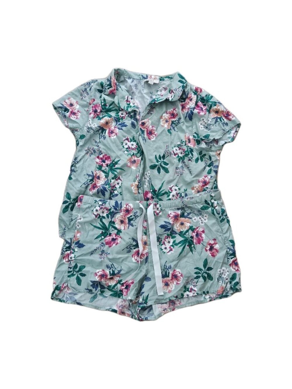 LOFT Outlet Green Floral PJs Pajamas Short Set Womens Large